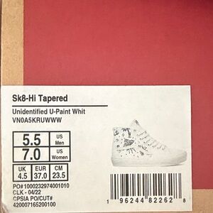 Vans White High-Tops with Black Graphic Design